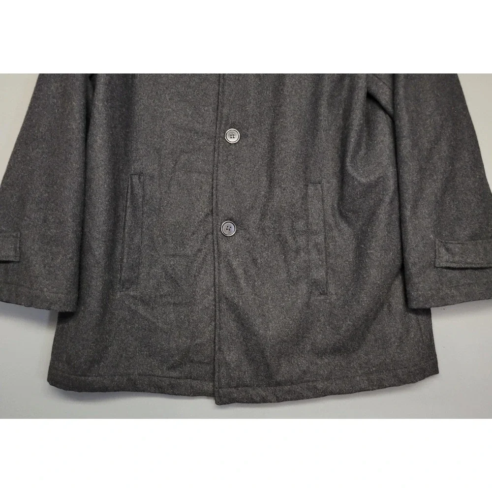Carbon Coat Mens XL Charcoal Gray Wool Blend Car Coat Button Front Lined Pockets